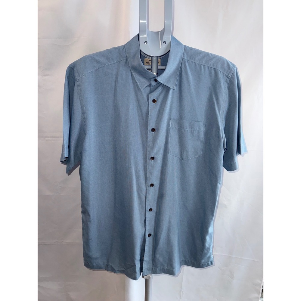Quiksilver Waterman Collection Mens Blue Micro Check Short Sleeve Button Up M